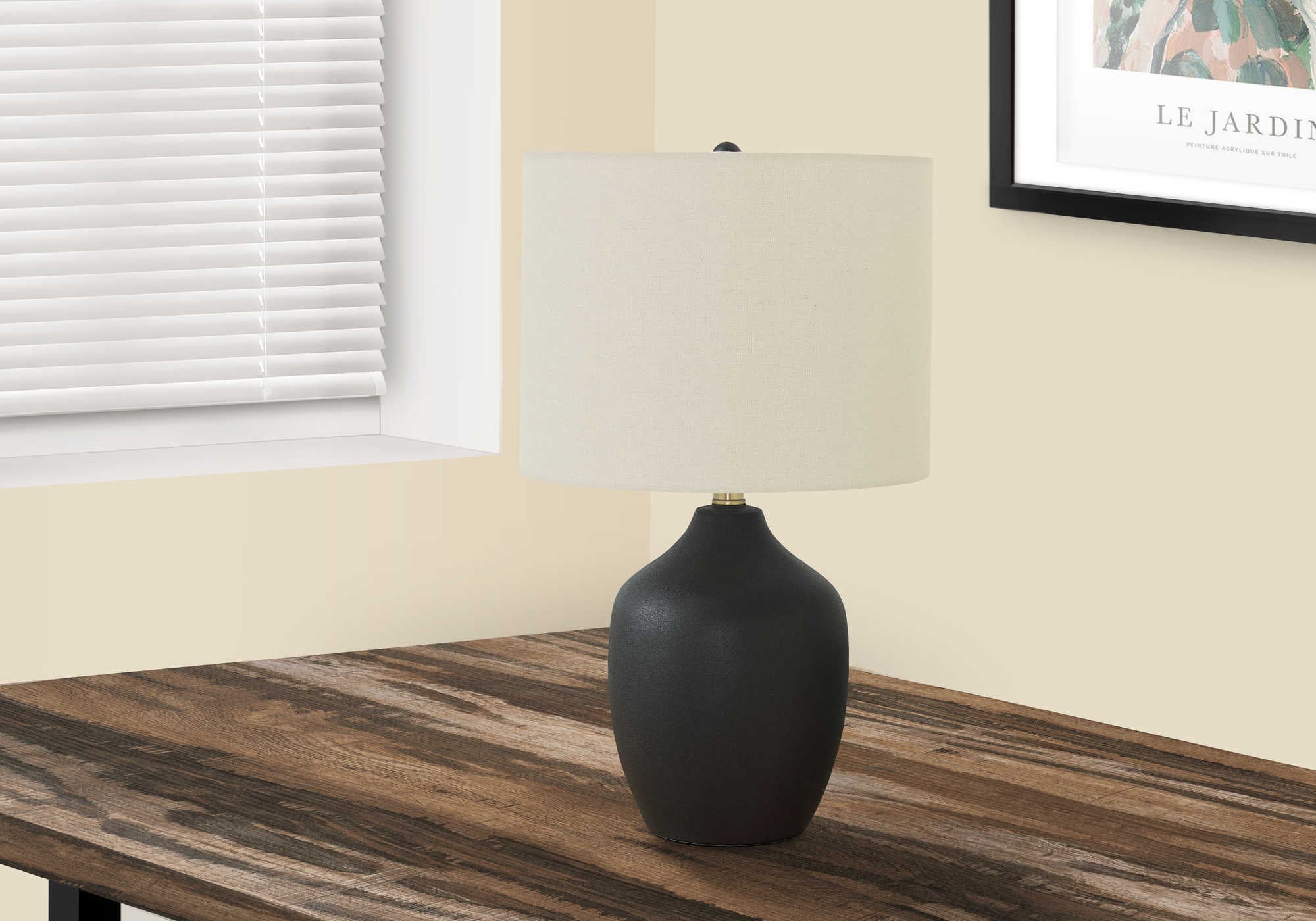 Image of lighting - 22h table lamp black ceramic  ivory shade i 9708.