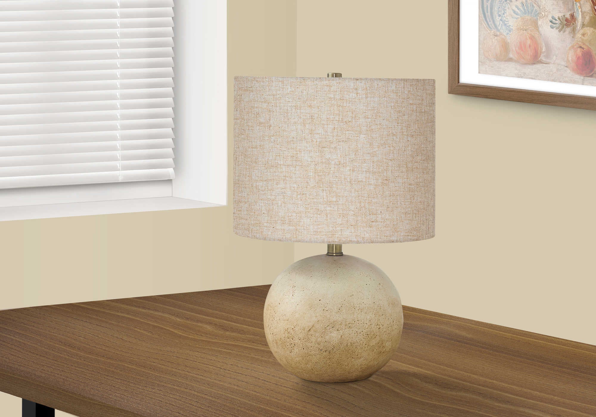 LIGHTING - 20H TABLE LAMP BEIGE CONCRETE  BEIGE SHADE