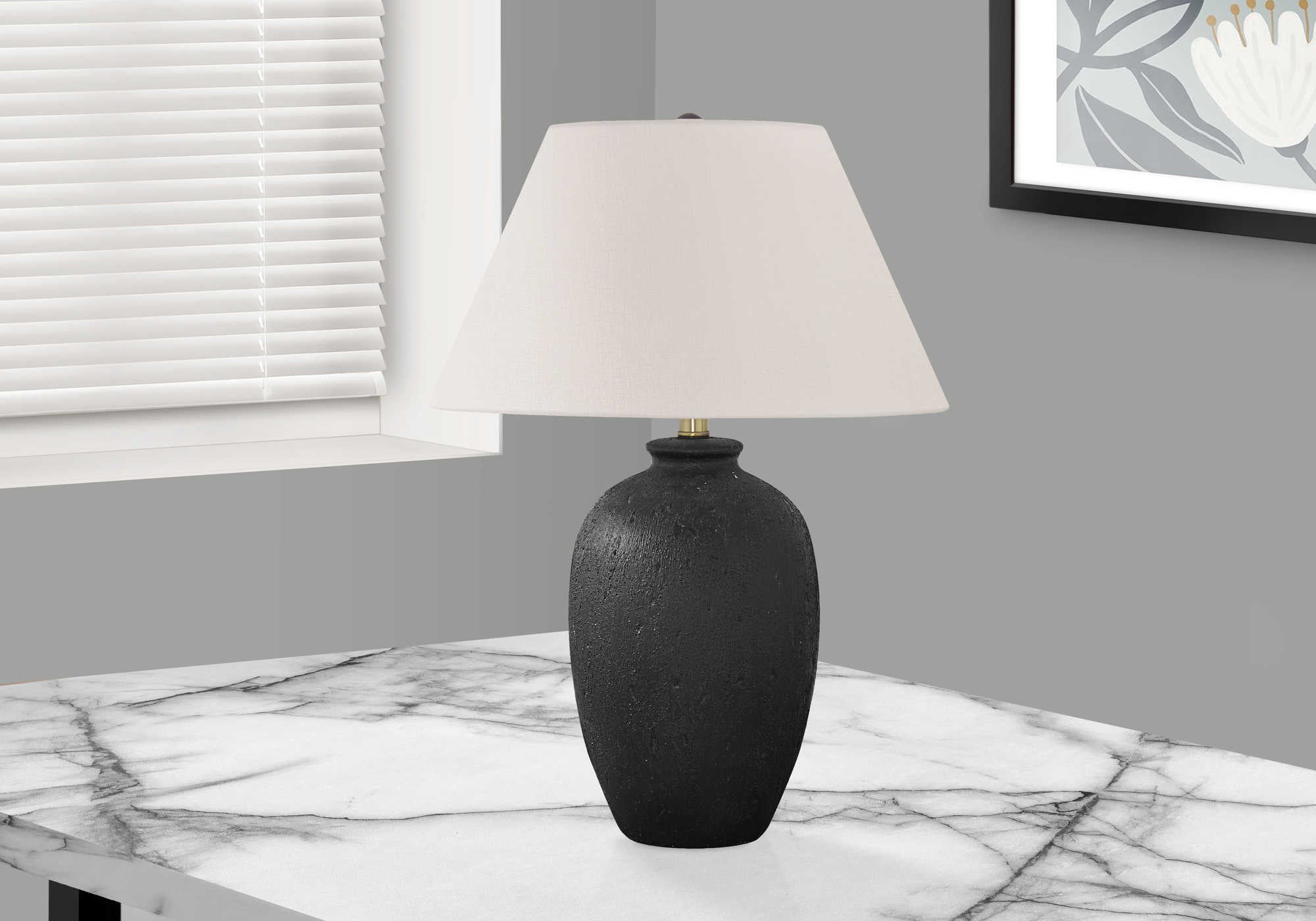 LIGHTING - 24H TABLE LAMP BLACK CERAMIC  IVORY SHADE