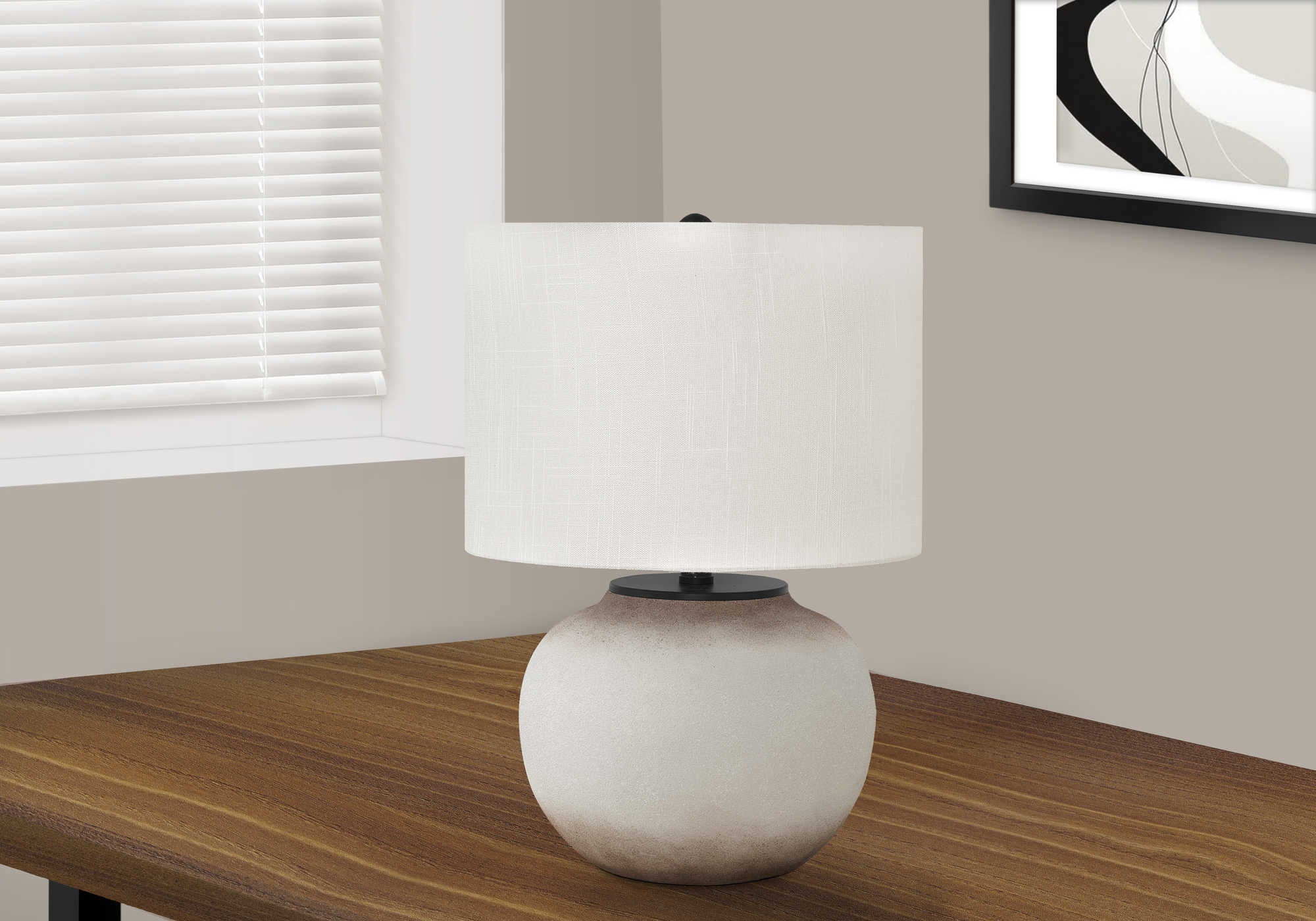 Image of lighting - 21h table lamp cream ceramic  ivory shade i 9722.