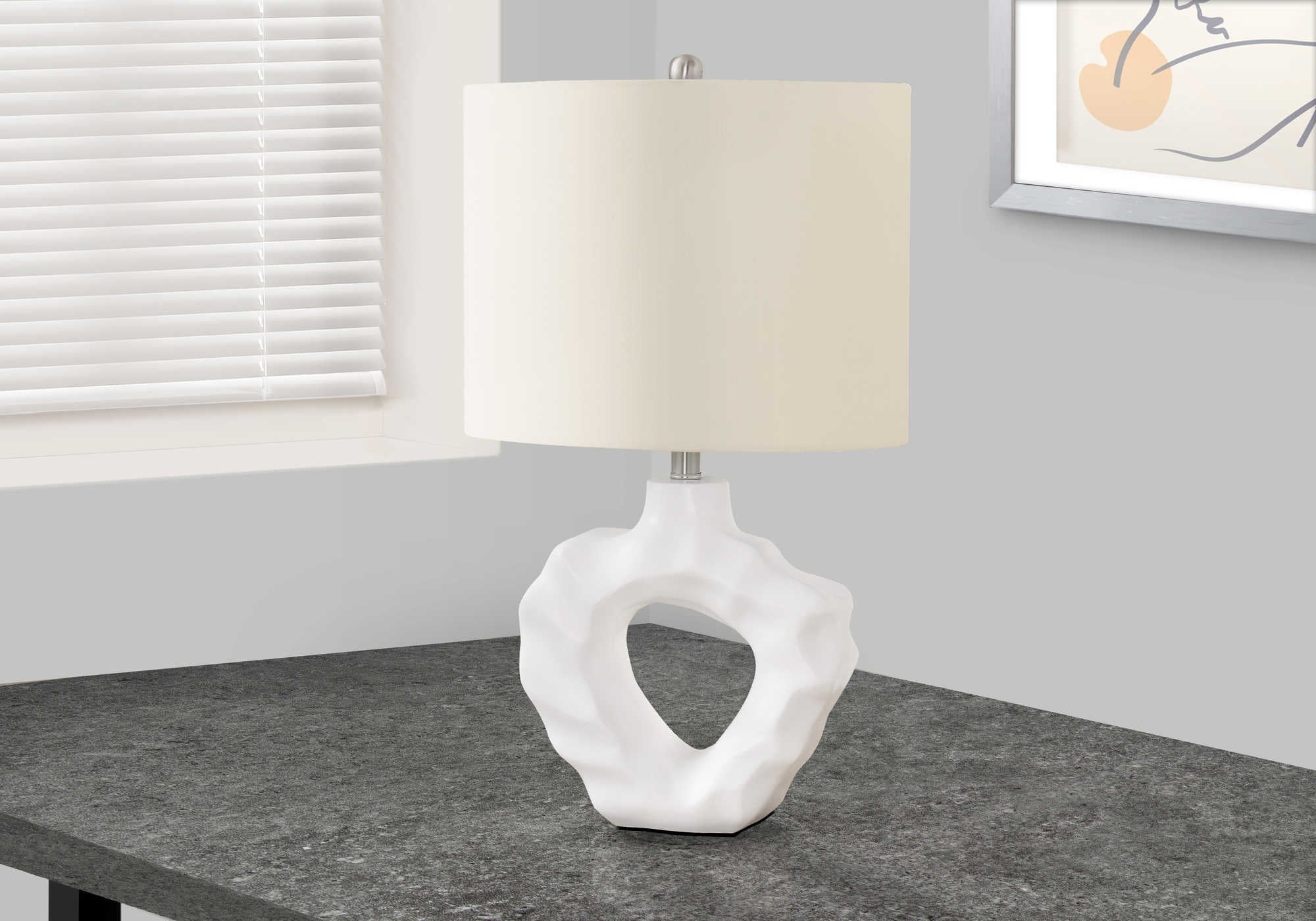 Image of lighting - 25h table lamp cream resin  ivory shade i 9727.