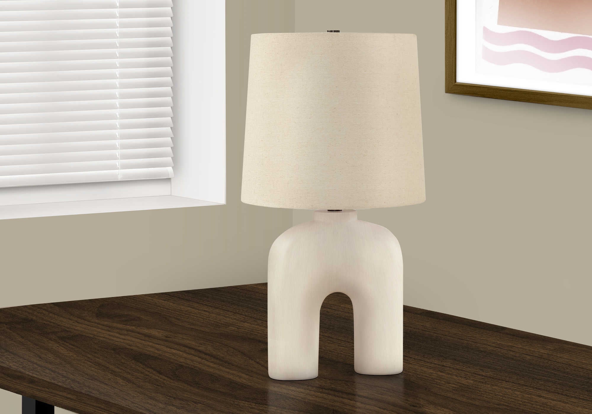 Image of lighting - 25h table lamp cream resin  beige shade i 9728.